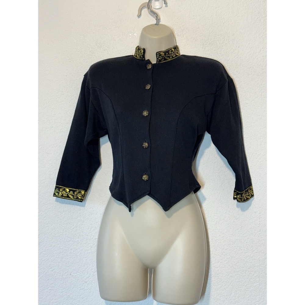 Vintage 90s Top Black Military Inspired Gold Accents Size‎ 7 Steampunk